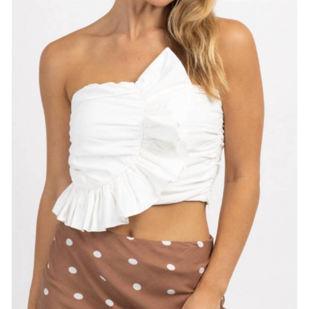 NEW DAY + MOON flirty ruffled tube top in white - Picture 2 of 4